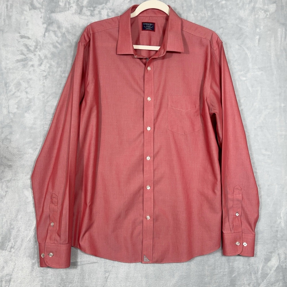 UNTUCKit Slim Fit Shirt Mens XL Red Wrinkle Free Button Up Long Sleeve Phillies
